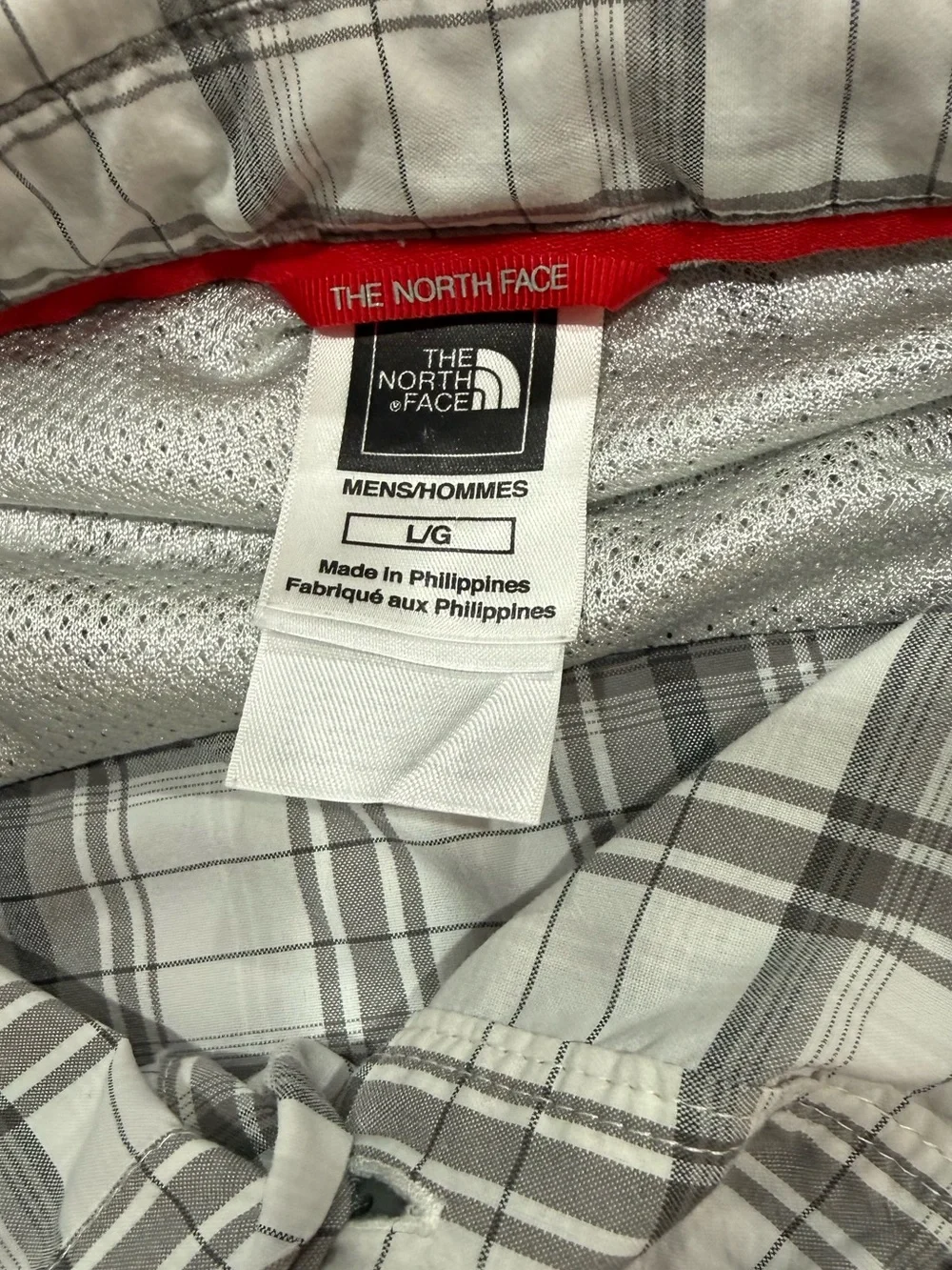 The North Face Tekware Gray Plaid Short Sleeve Hiking Shirt Men Large